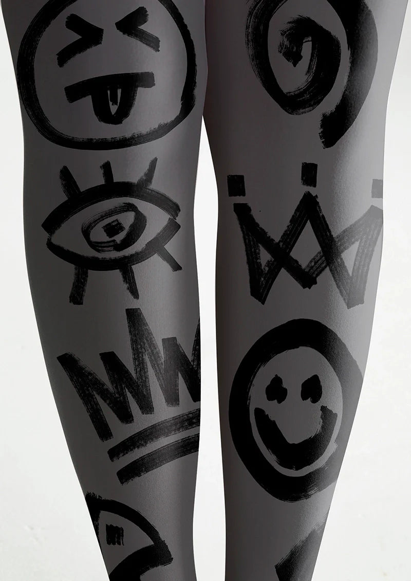 Viken Plan Graffiti Glyph Tights Hosiery Pantyhose