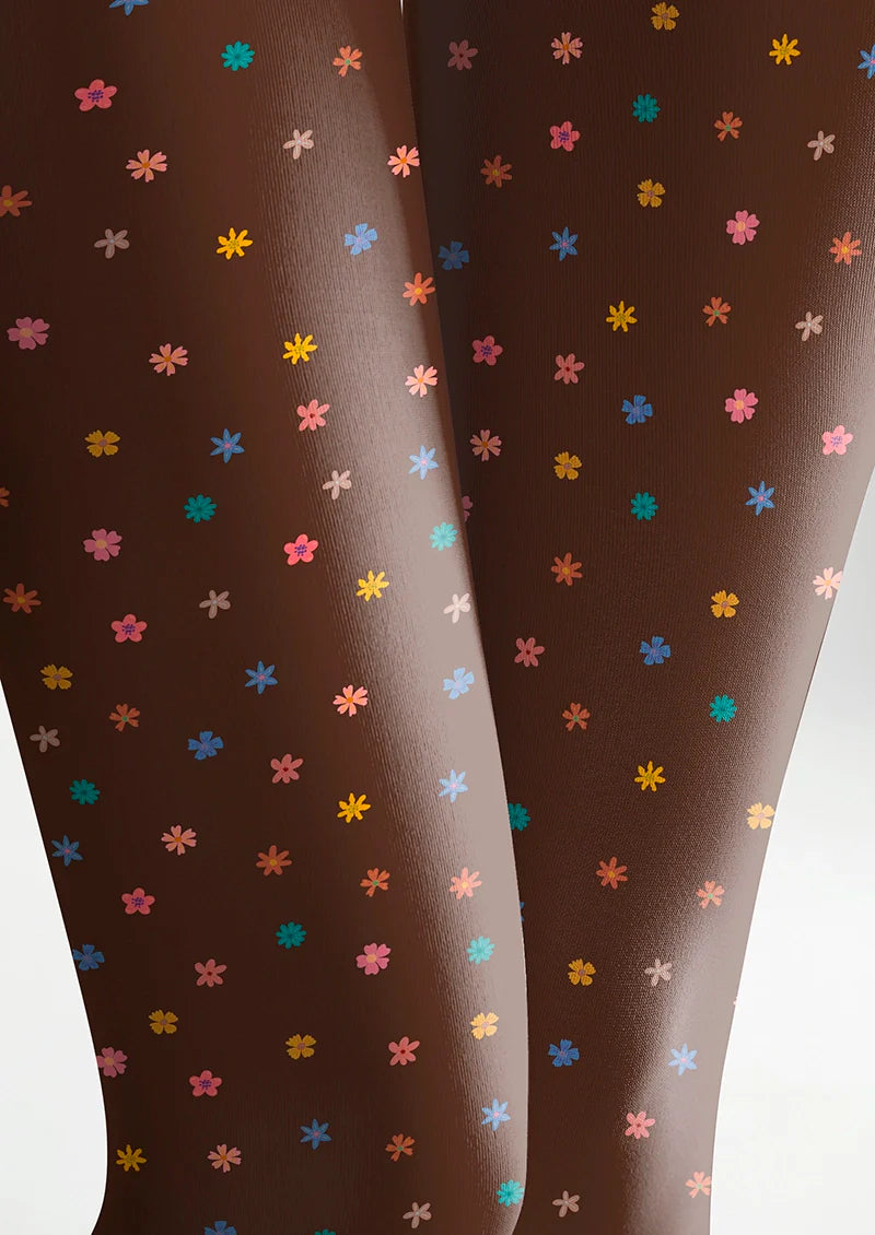 Viken Plan Brownish Dainty florals Tights Hosiery Pantyhose