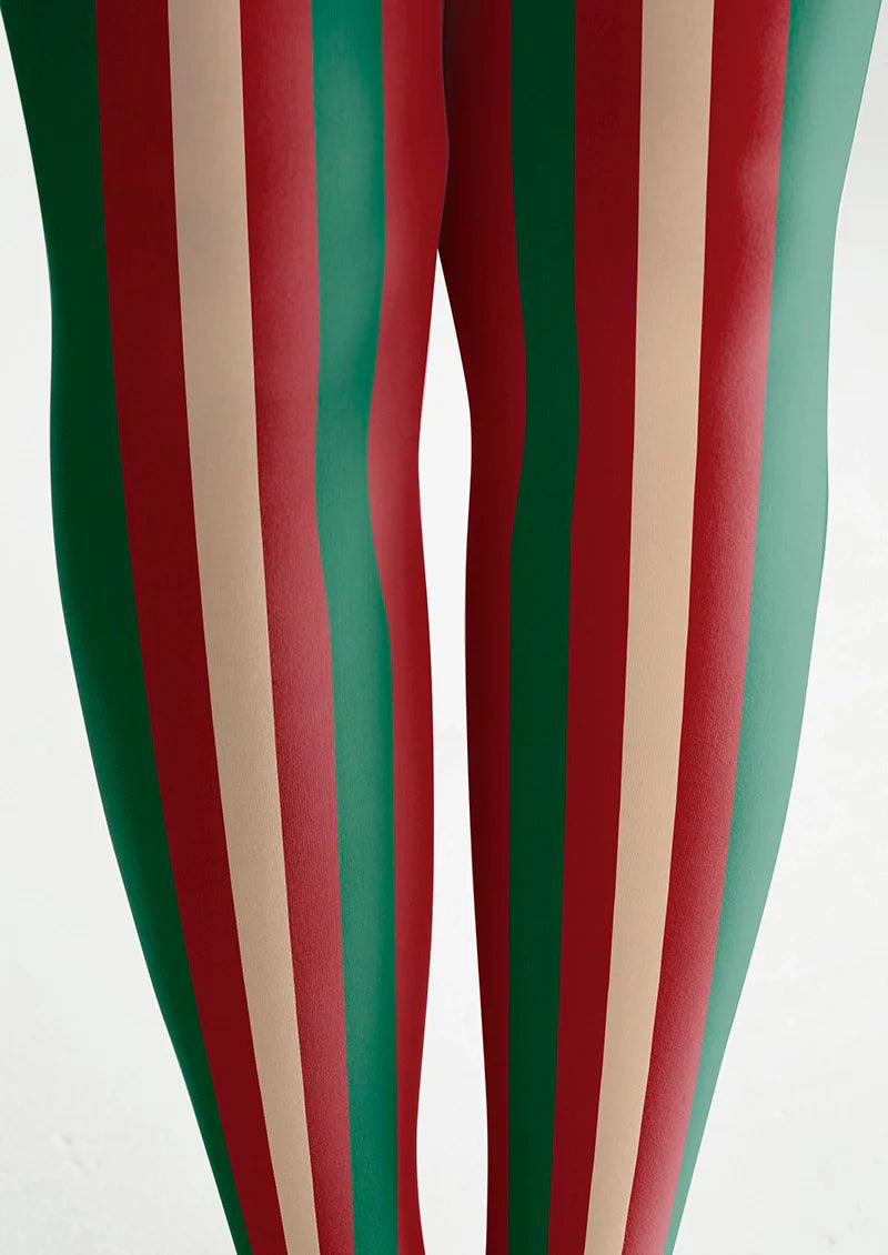 Viken Plan Christmas red-green stripes Tights Hosiery Pantyhose