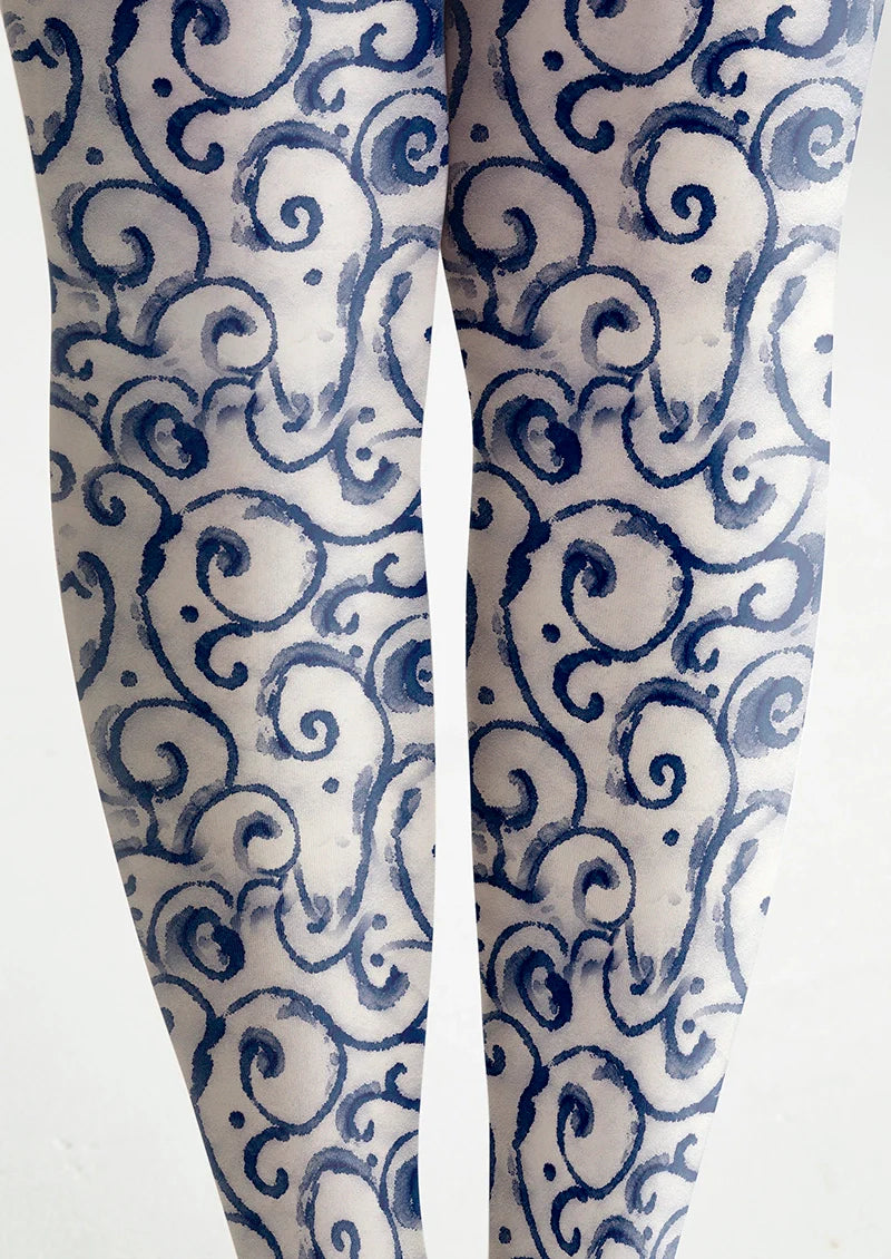 Viken Plan Cyan flower Tights Hosiery Pantyhose