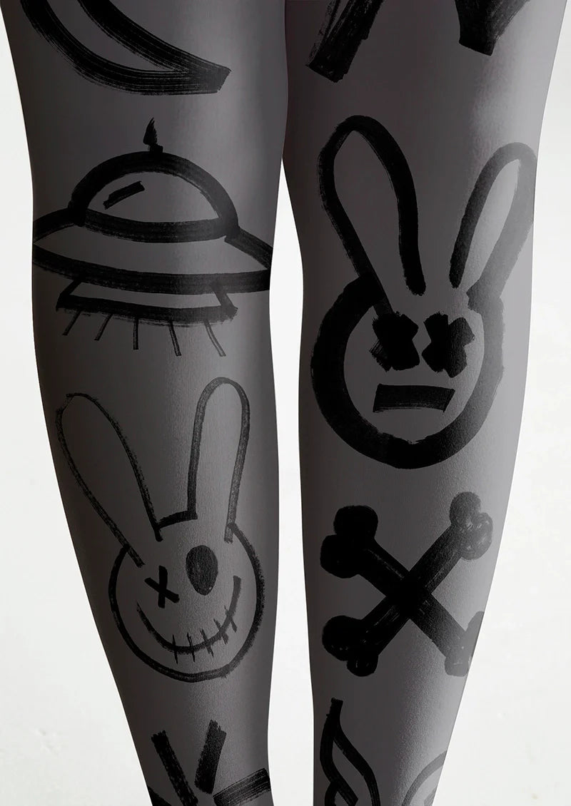 Viken Plan Graffiti Rabbit Tights Hosiery Pantyhose