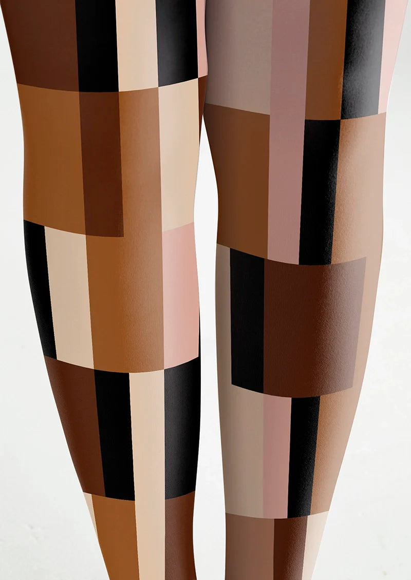 Viken Plan Brown Geometry Set Tights Hosiery Pantyhose