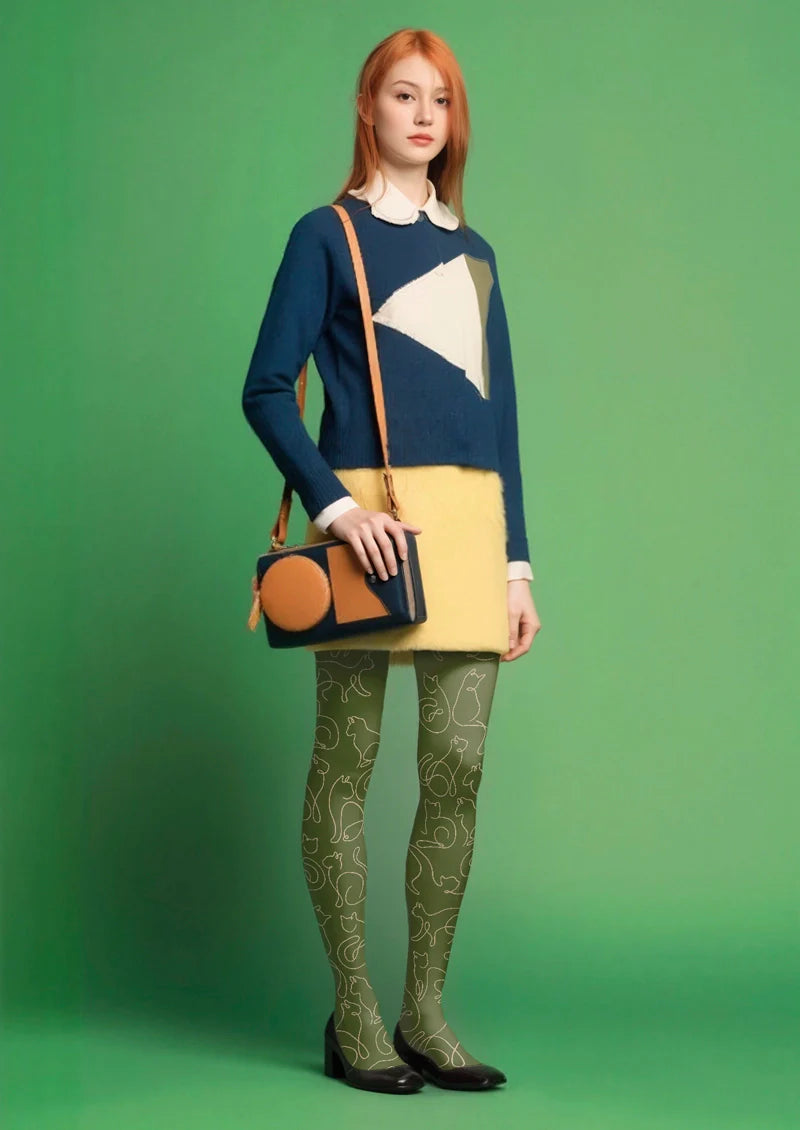 Viken Plan Cat Line Tights Hosiery Pantyhose