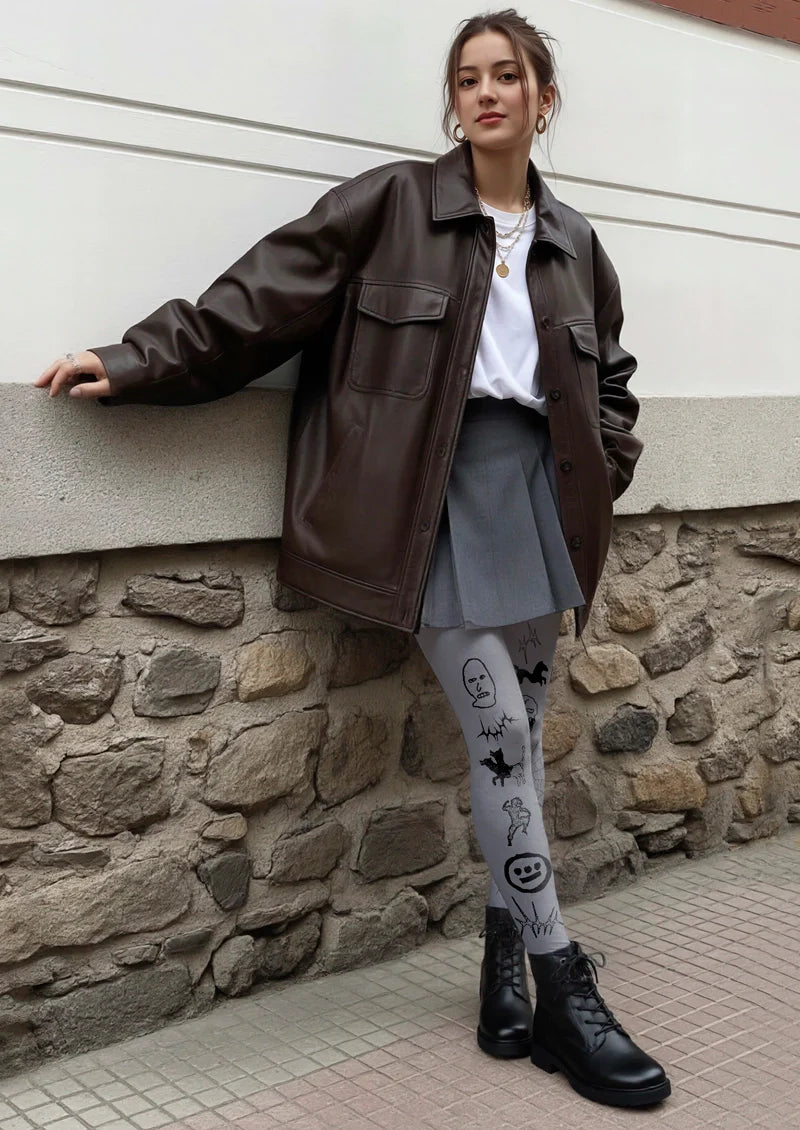 Viken Plan Street Skeleton Tights Hosiery Pantyhose