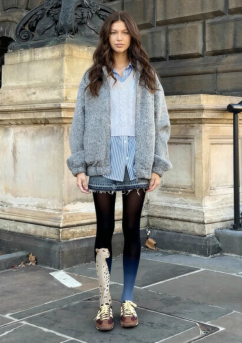 Viken Plan Snow leopard Tights Hosiery Pantyhose