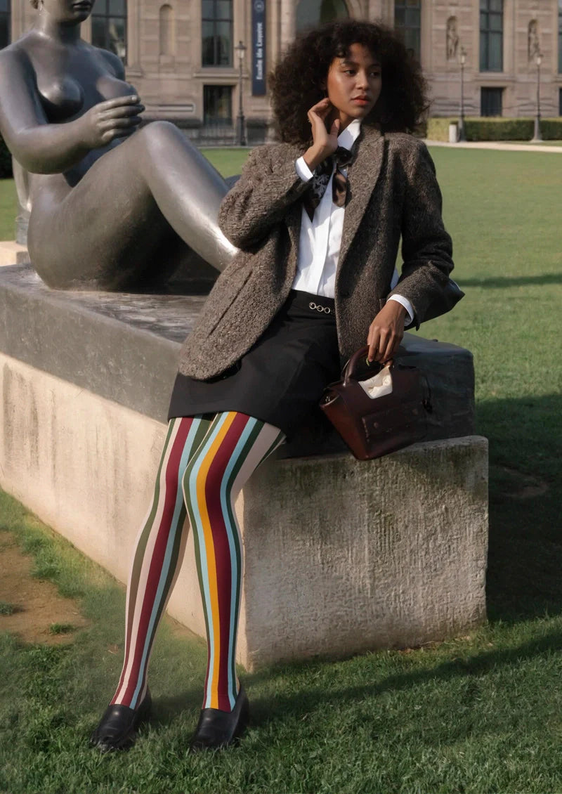 Viken Plan Retro Stripes Tights Hosiery Pantyhose