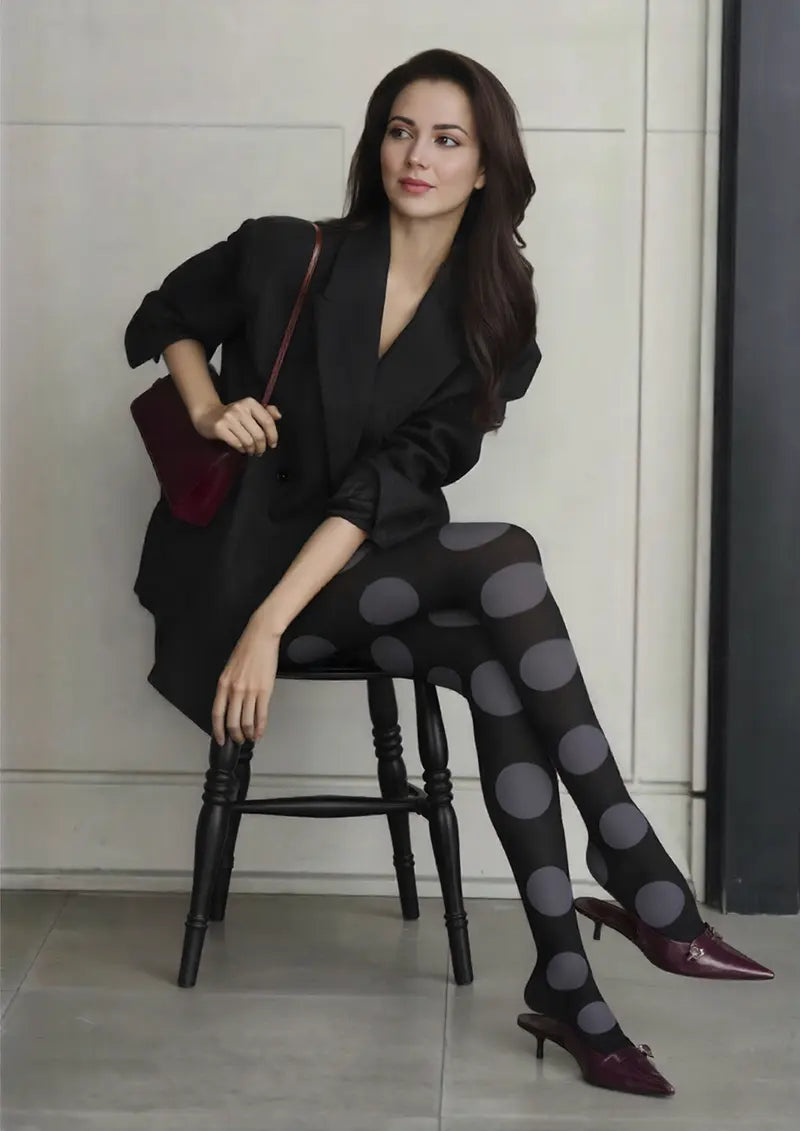 Viken Plan Black-gray polka dots Tights Hosiery Pantyhose
