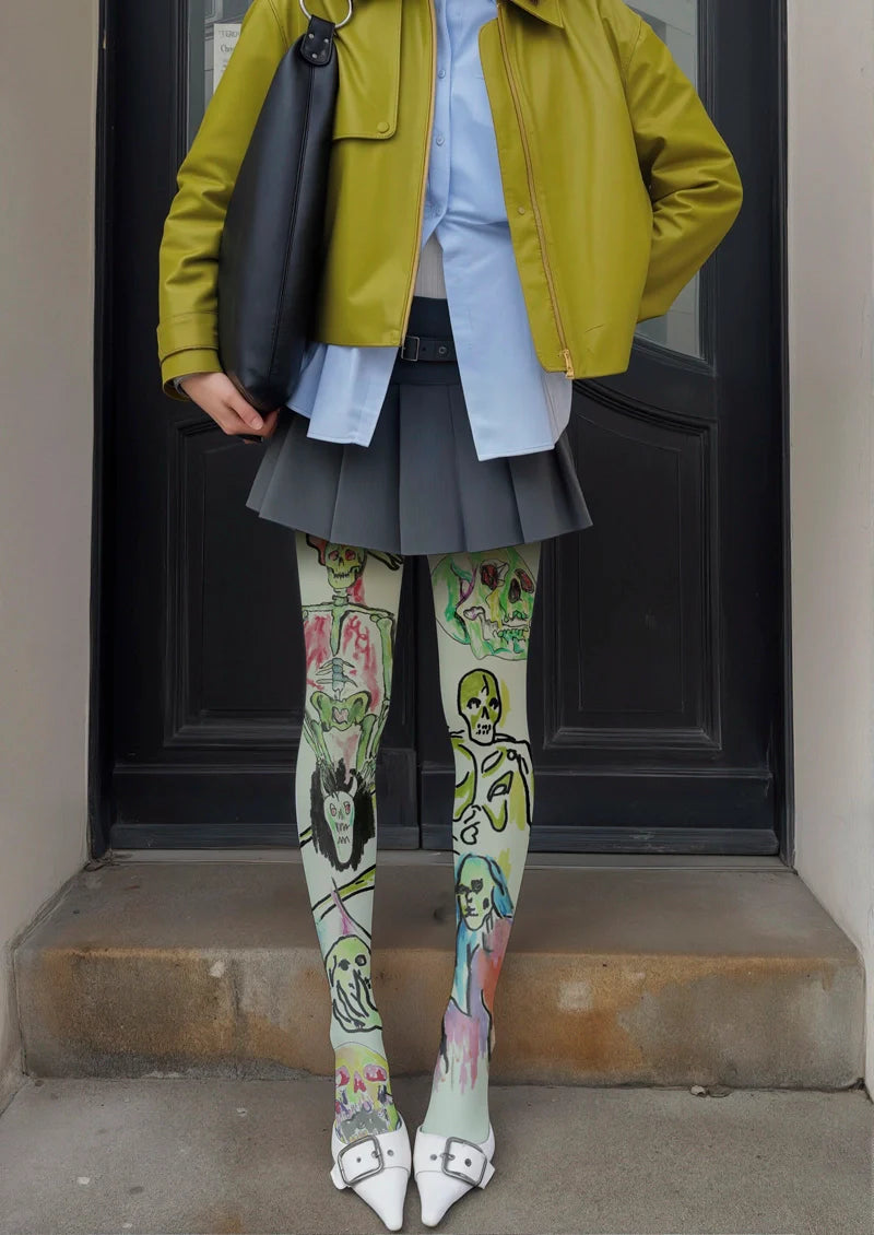 Viken Plan Noise Bone Tights Hosiery Pantyhose