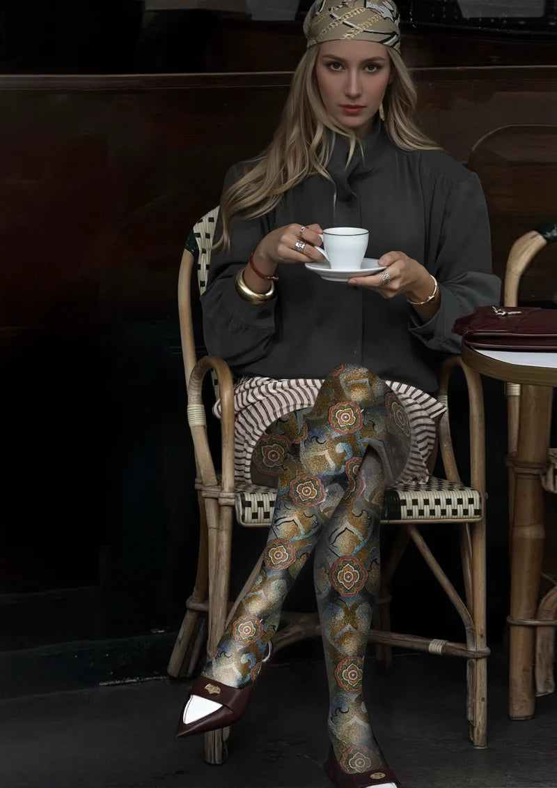 Viken Plan Lacquer Bloom Tights Hosiery Pantyhose