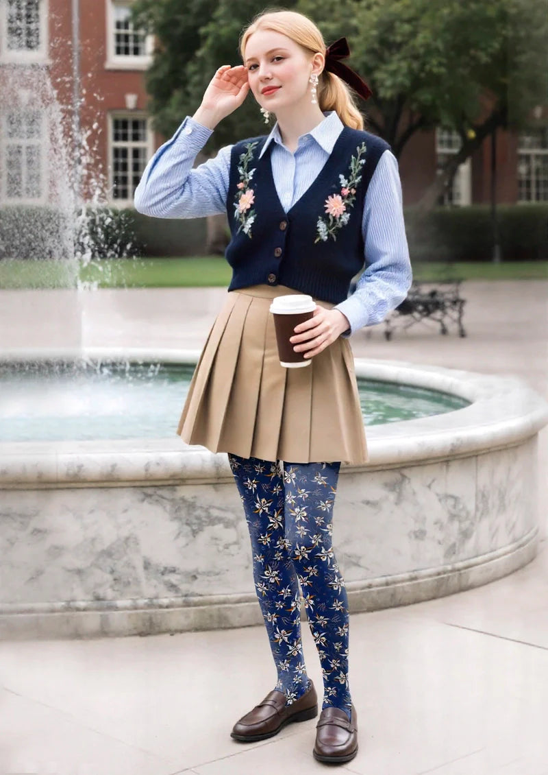 Viken Plan blue Bud Tights Hosiery Pantyhose