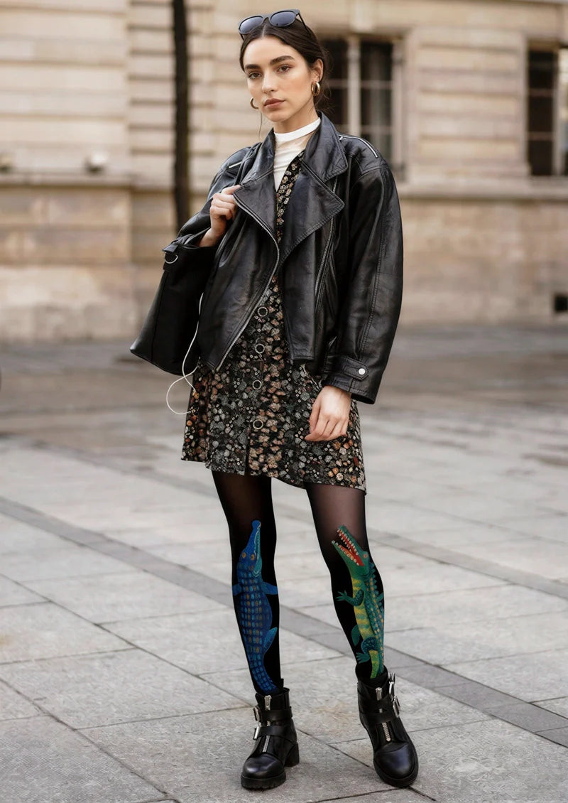 Viken Plan Crocodile Tights Hosiery Pantyhose