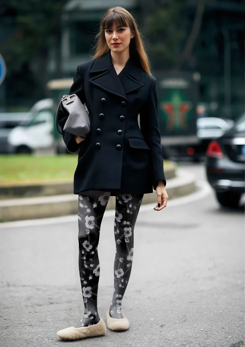 Viken Plan Night-Blooming Flower Tights Hosiery Pantyhose