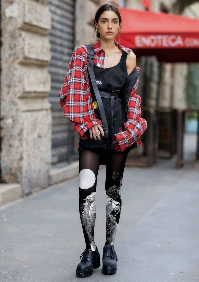 Viken Plan Lion Line engraving Tights Hosiery Pantyhose