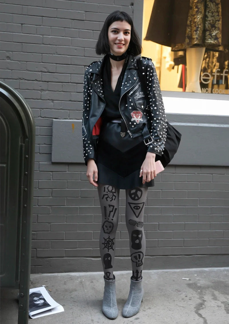 Viken Plan Graffiti Cobweb Tights Hosiery Pantyhose