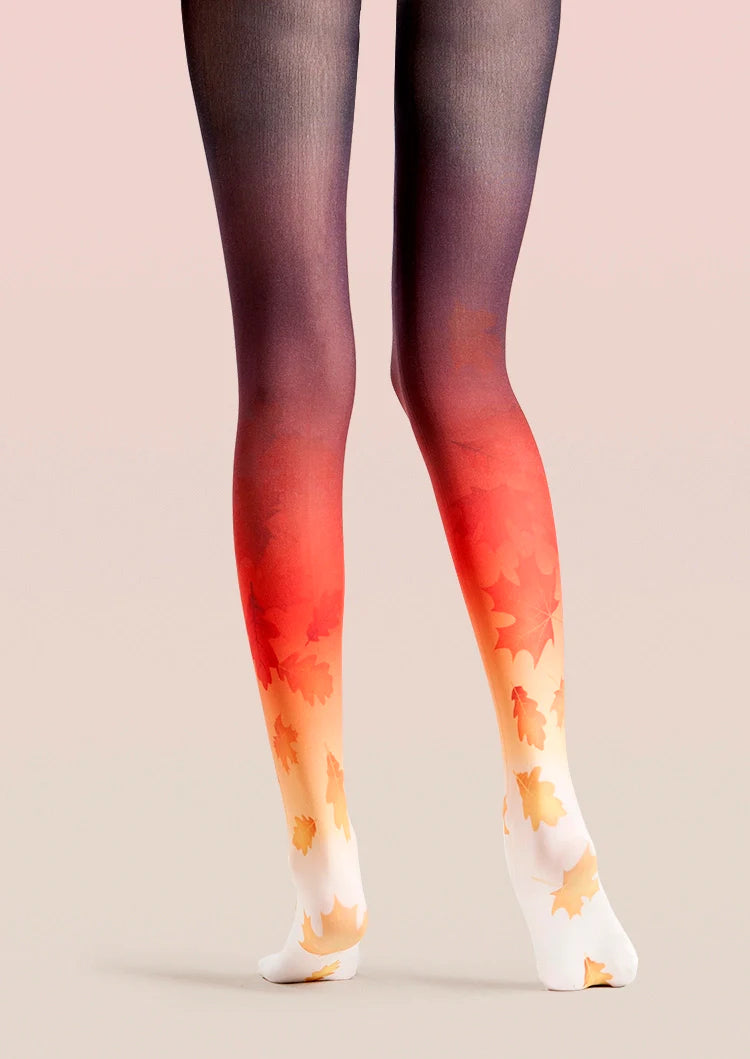 Viken Plan Forest art Print Aestheticism Pantyhose/Tights [Autumn leaves]