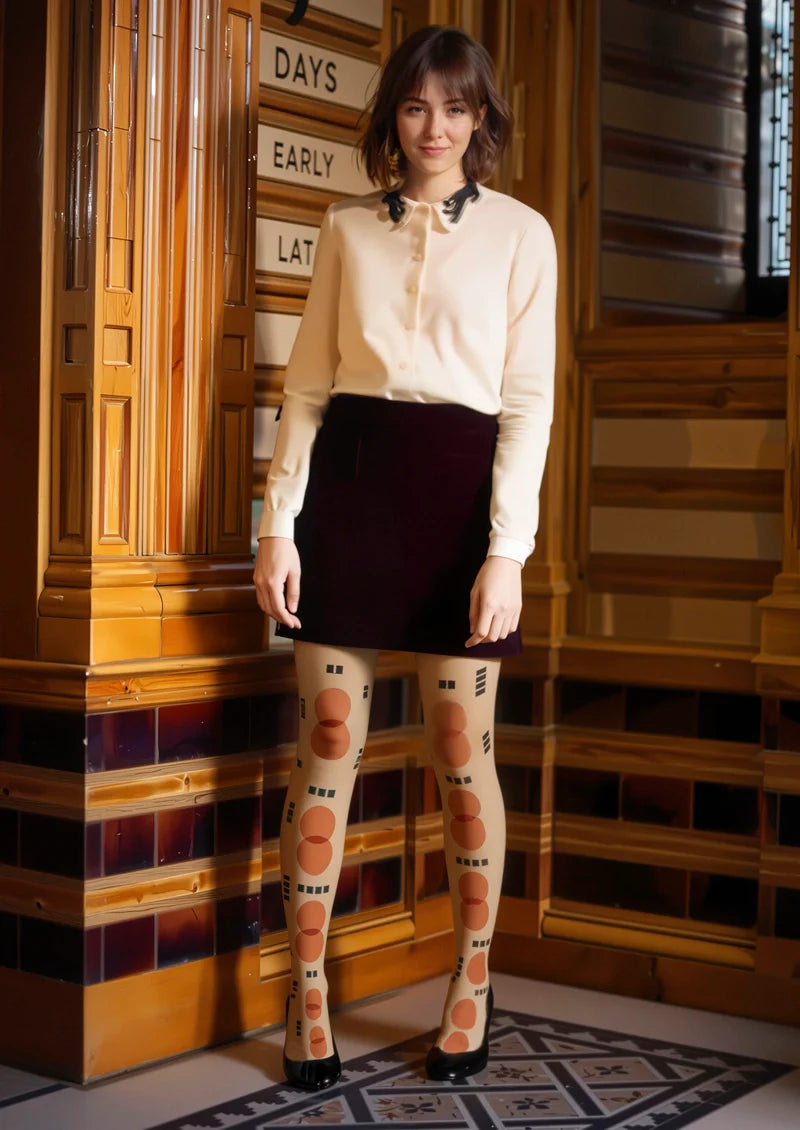 Viken Plan Caramel Totem Tights Hosiery Pantyhose
