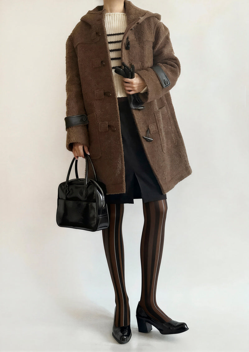 Viken Plan Dark Brown Vintage Stripes Tights Hosiery Pantyhose