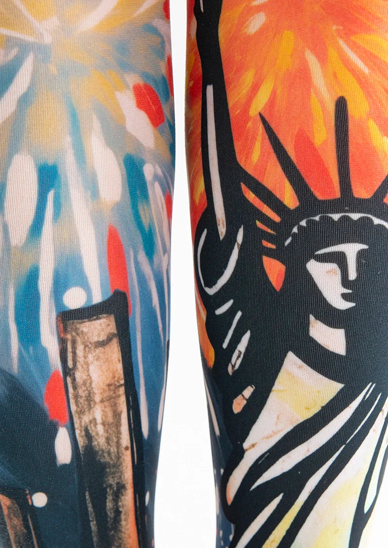 Viken Plan Fun Art Print Tights Colorful Pantyhose /Tights [Statue Of Liberty]