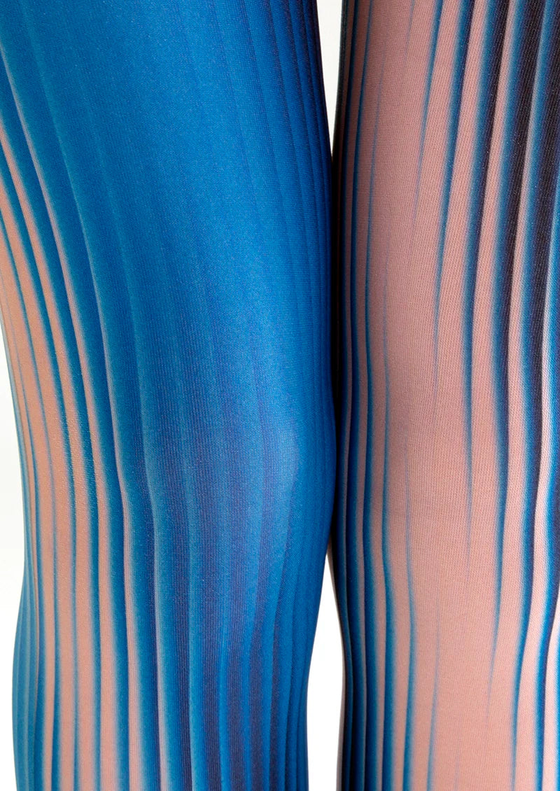 Viken Plan Art Print Tights Personality Pantyhose/Tights [Blue Corrugation]