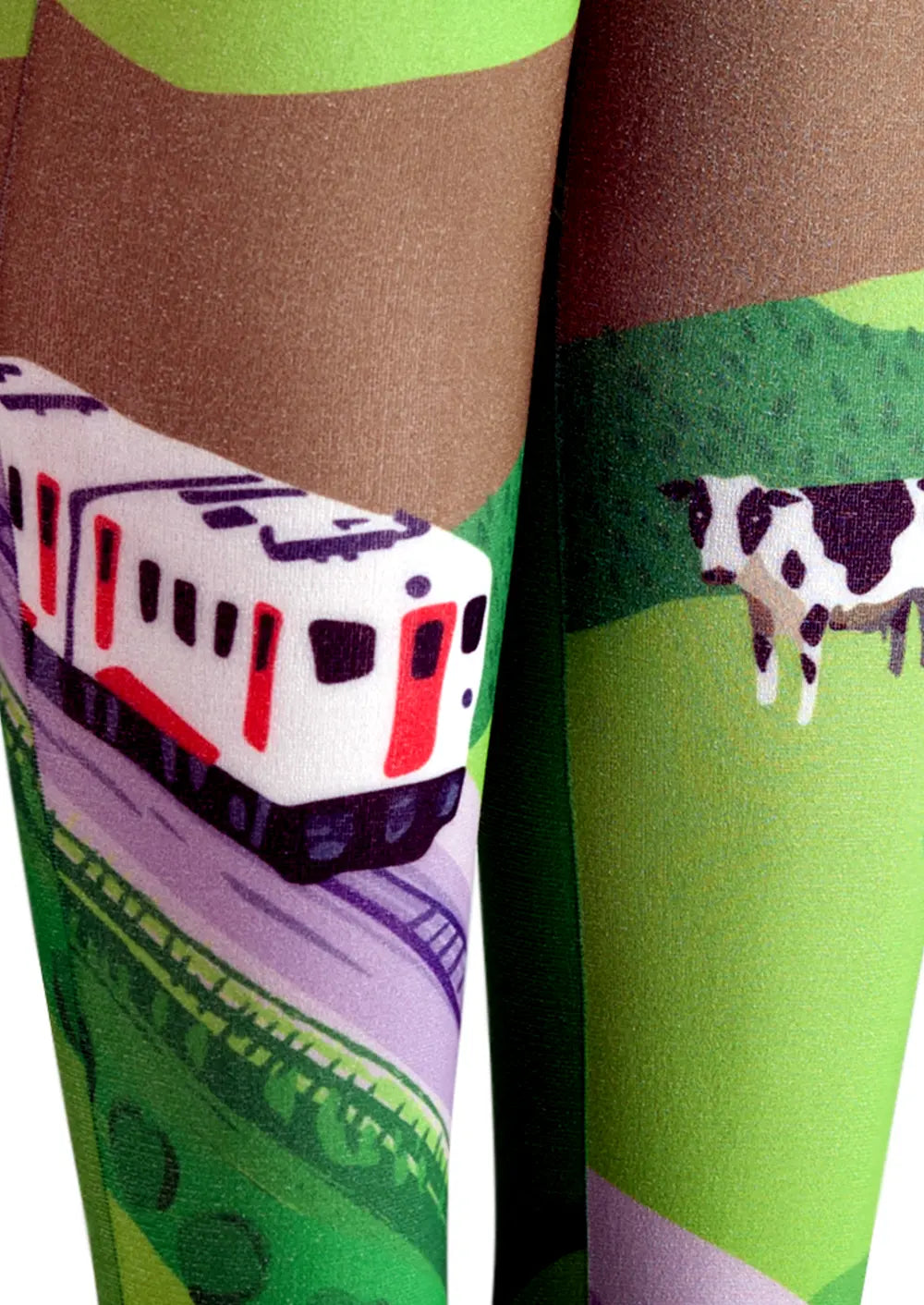 Viken Plan Field Train Print Tights Hosiery Pantyhose
