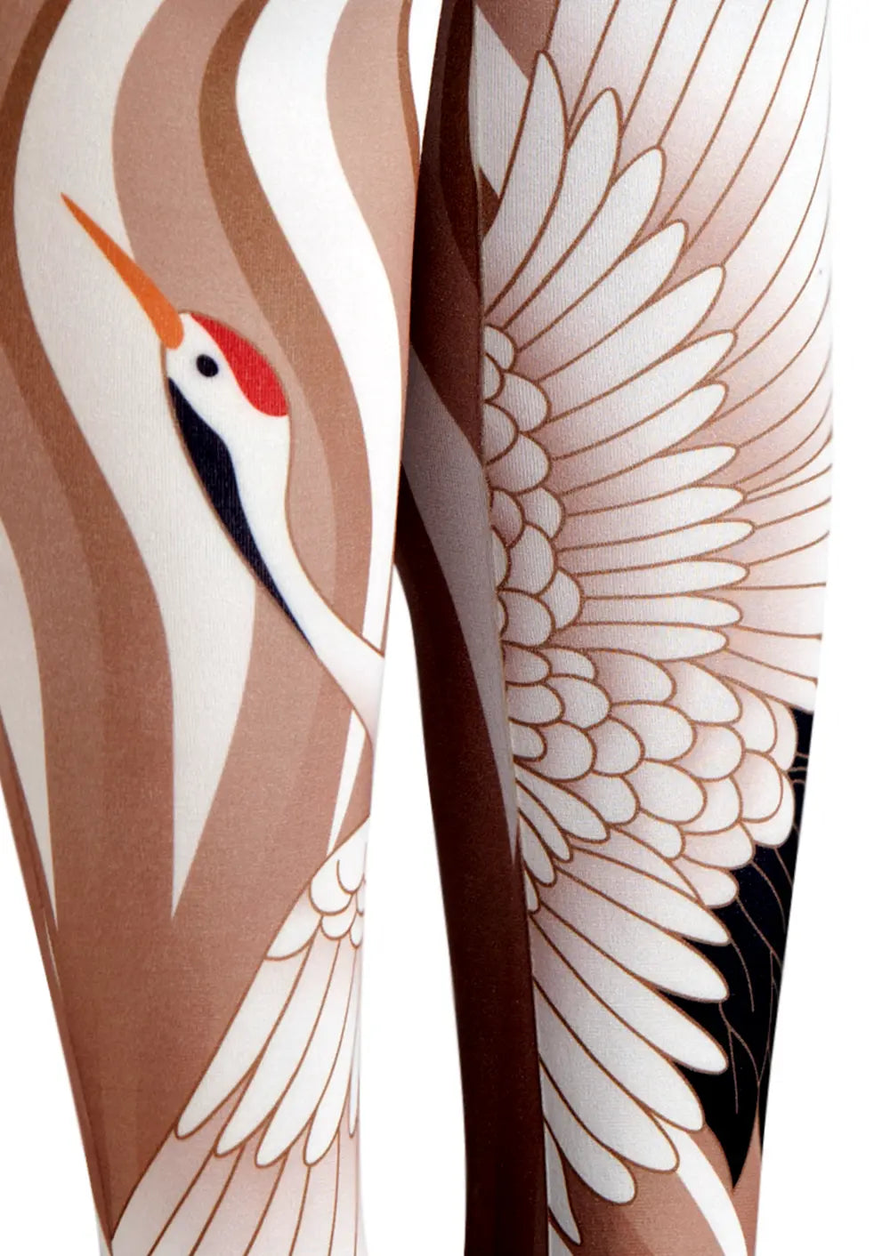 Viken Plan Golden Crane's Wings Unfurling Patterned Tights Hosiery Pantyhose