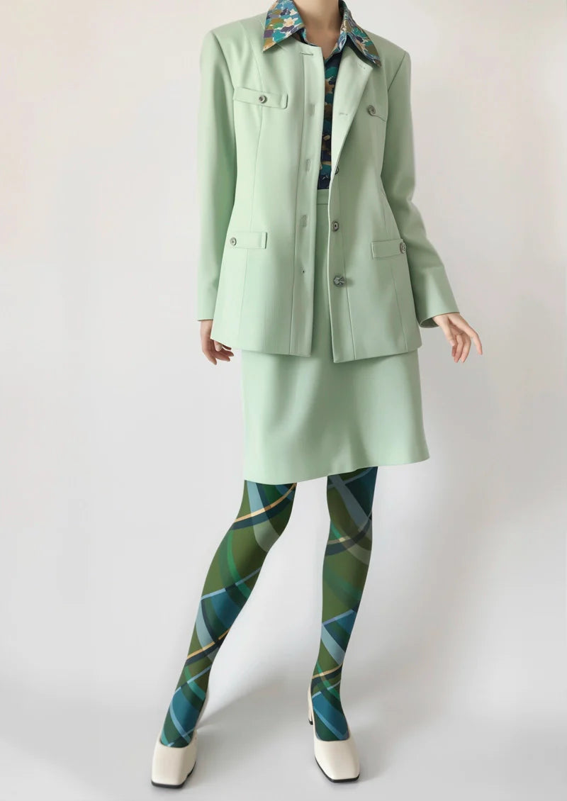 Viken Plan Blue diagonal stripes Tights Hosiery Pantyhose