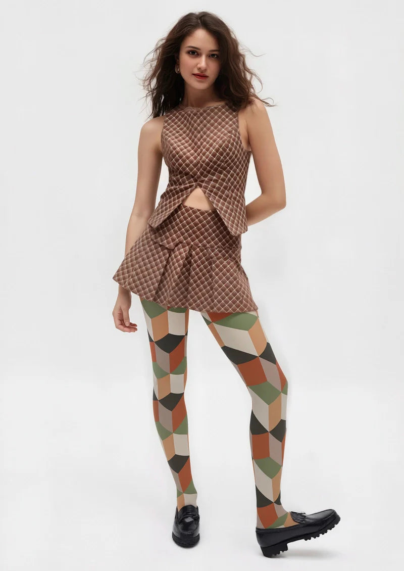 Viken Plan Retro Blocks Tights Hosiery Pantyhose