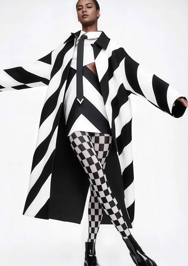 Viken Plan Black-white checkered Tights Hosiery Pantyhose