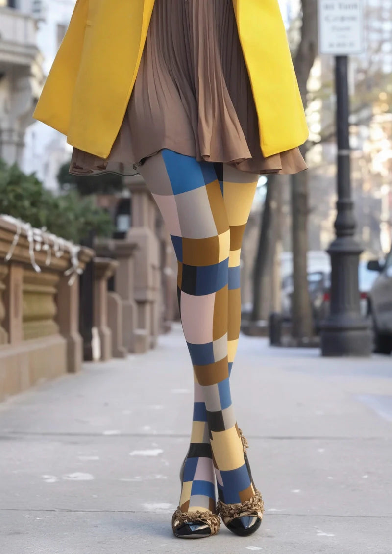 Viken Plan Shape Color Cubes Tights Hosiery Pantyhose