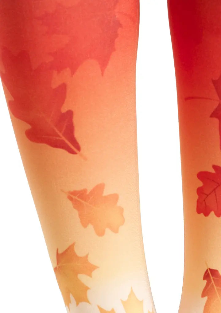 Viken Plan Forest art Print Aestheticism Pantyhose/Tights [Autumn leaves]