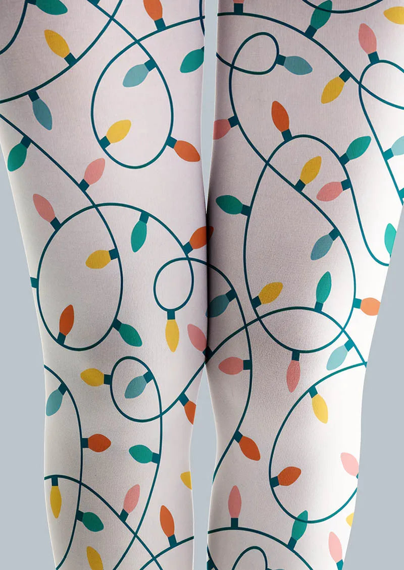 Viken Plan Christmas Fun Art Snowy Night Lanterns Tights Hosiery Pantyhose