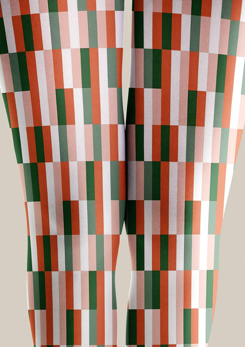 Viken Plan Christmas Fun Art Neon Stripes Tights Hosiery Pantyhose