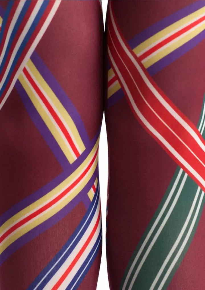 Viken Plan College art Print Tights Color Stripes Pantyhose/Tights [Medal ribbon]