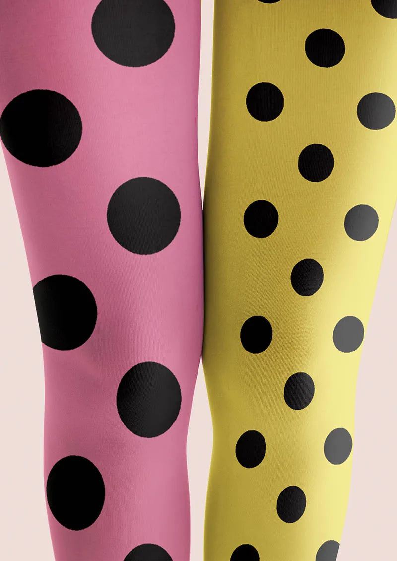 Viken Plan Pink-Yellow Dots Tights Hosiery Pantyhose
