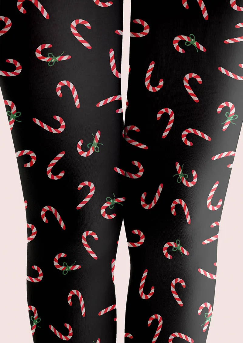 Viken Plan Candy Cane Pattern Tights Hosiery Pantyhose
