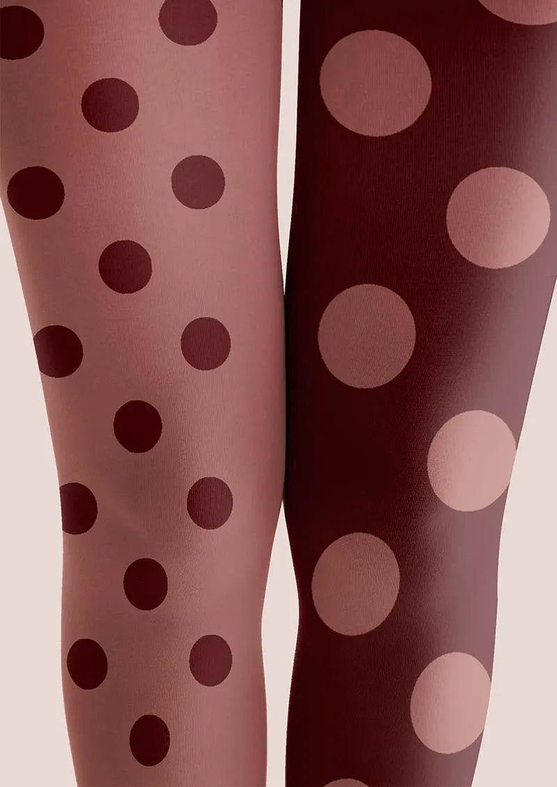 Viken Plan Burgundy Dots Tights Hosiery Pantyhose