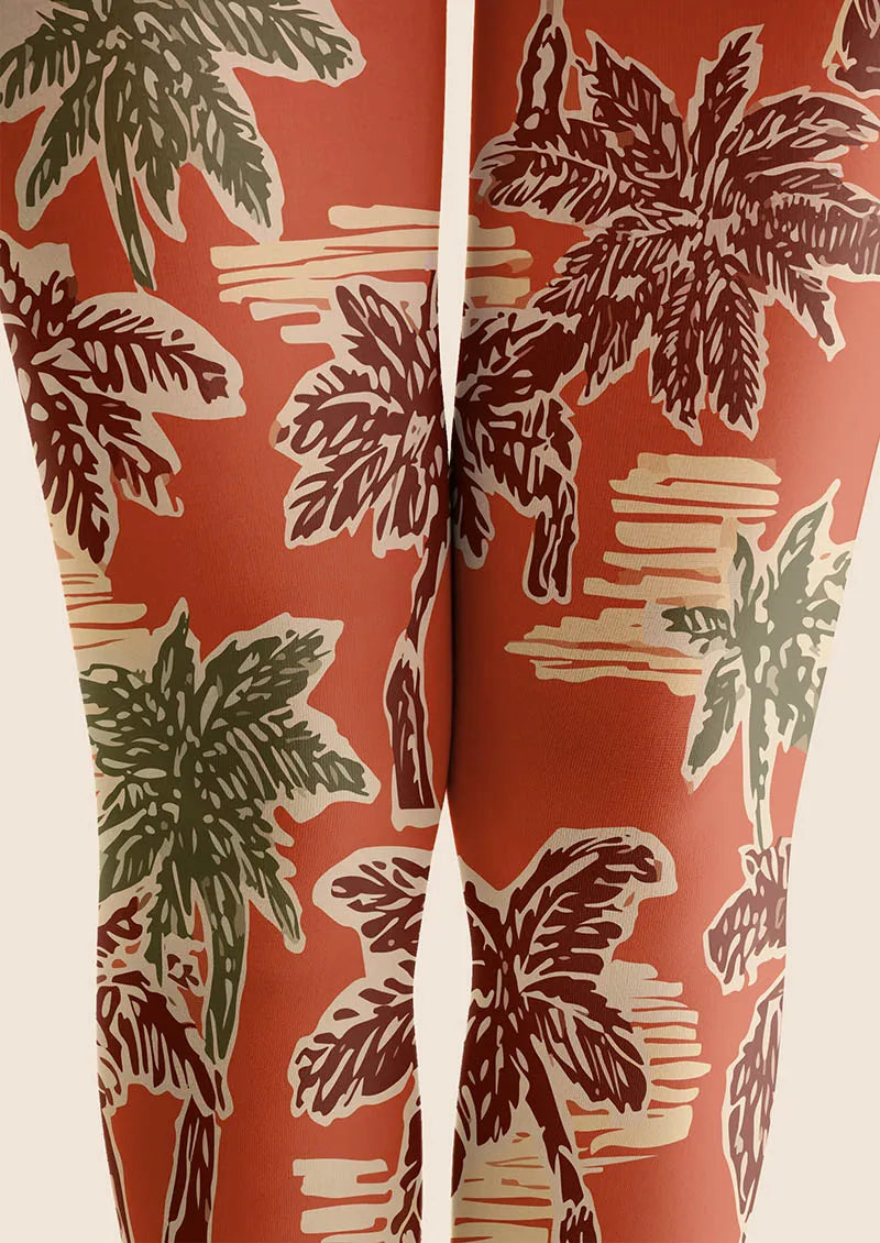Viken Plan Hand-Drawn Palm Tights Hosiery Pantyhose