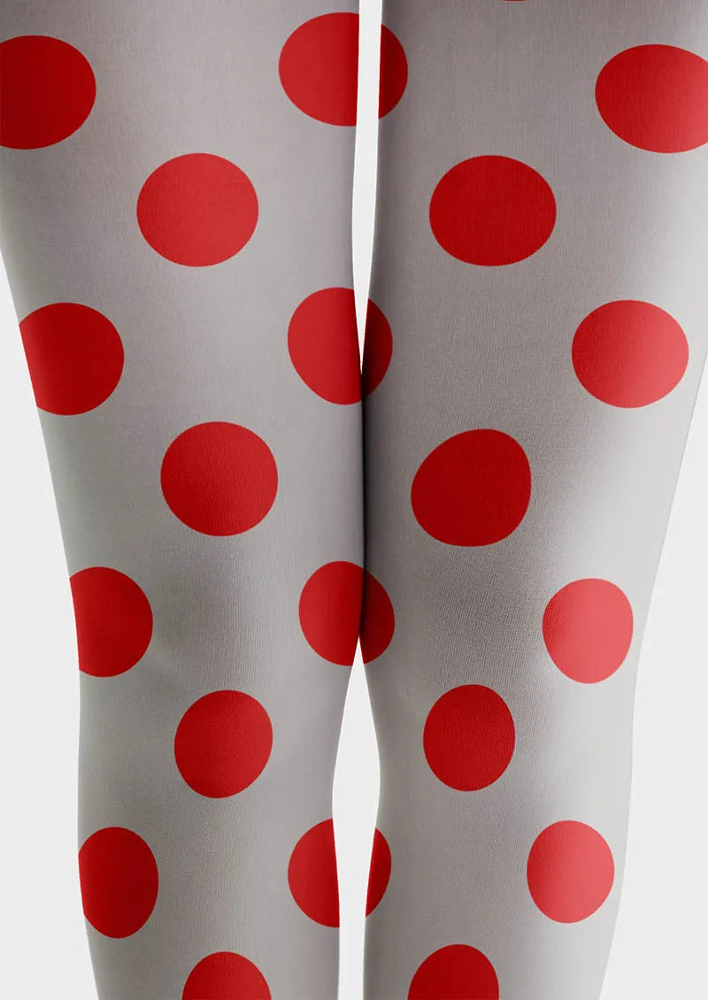 Viken Plan Grey-Red Dots Tights Hosiery Pantyhose