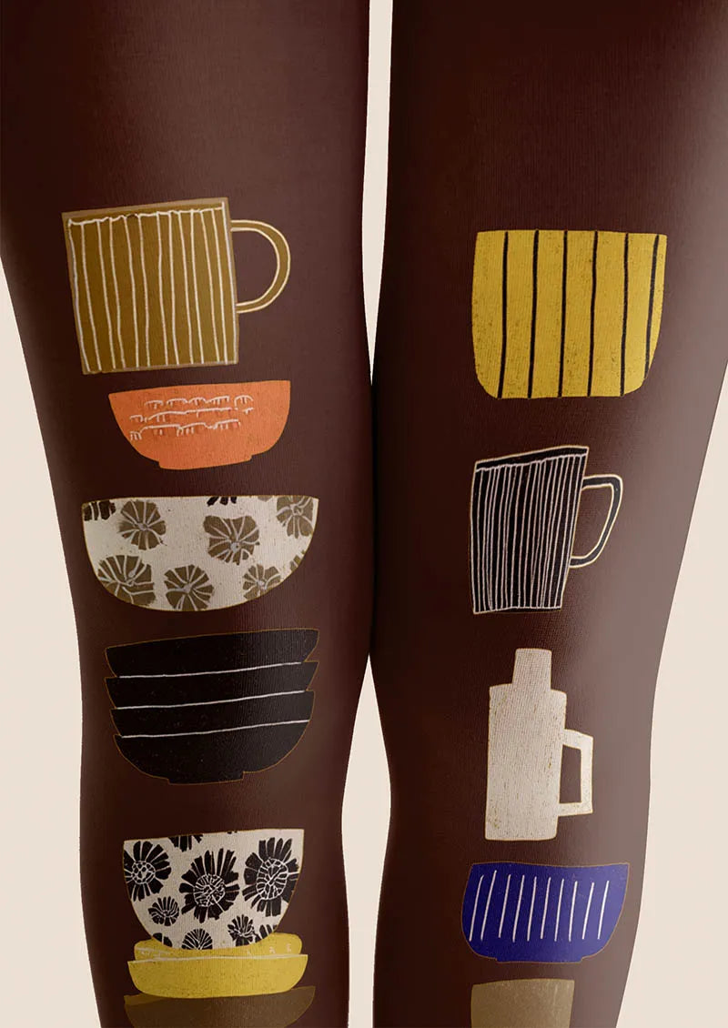 Viken Plan Fun Art Coffee Cup Fun Tights Hosiery Pantyhose