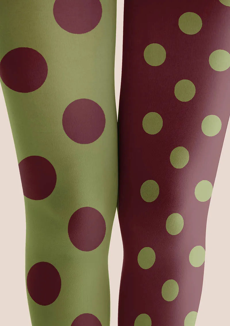 Viken Plan Green-Red Dots Tights Hosiery Pantyhose