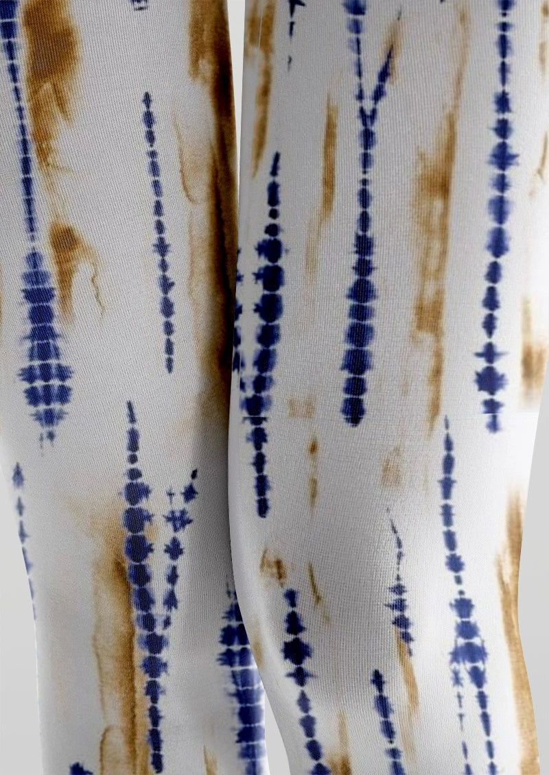 Viken Plan Blue Tie-Dye Linear Tights Hosiery Pantyhose