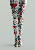 Viken Plan Folk Heart Tights Hosiery Pantyhose