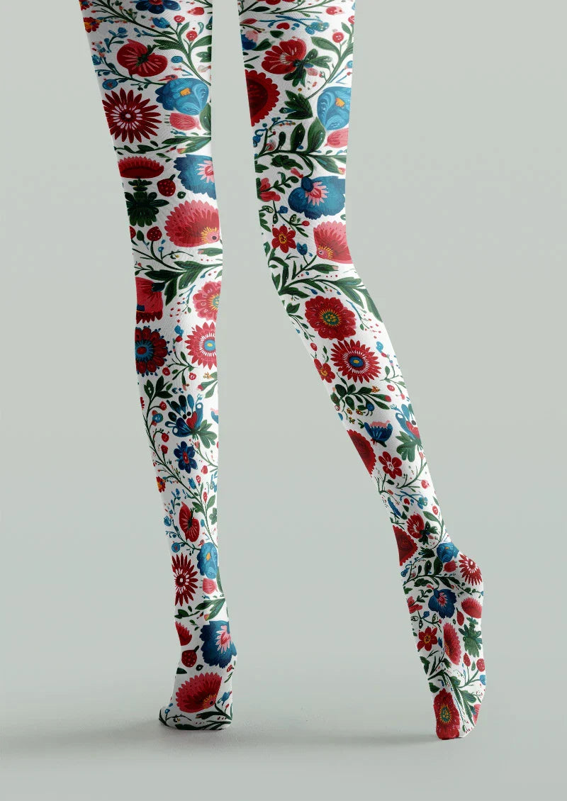 Viken Plan Folk Heart Tights Hosiery Pantyhose