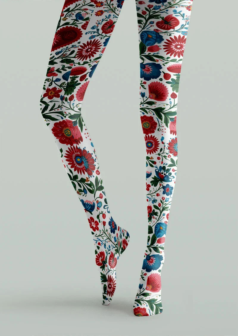 Viken Plan Folk Heart Tights Hosiery Pantyhose