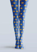 Viken Plan Blue Yellow Polka Dot Tights Hosiery Pantyhose
