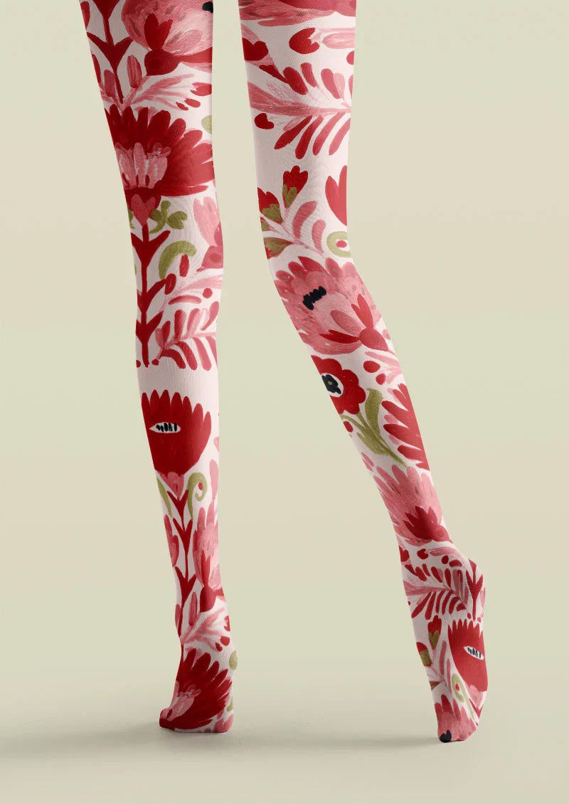 Viken Plan Coral Bloom Tights Hosiery Pantyhose