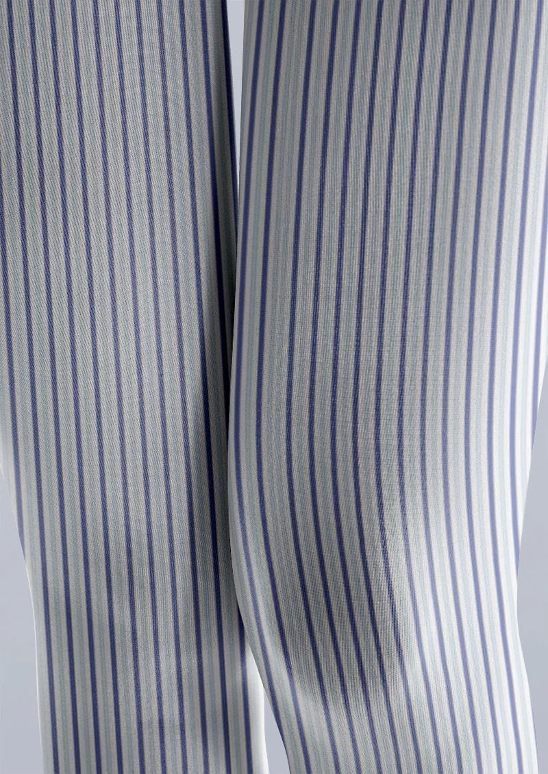 Viken Plan Blue Pinstripe Two-Tone Tights Hosiery Pantyhose