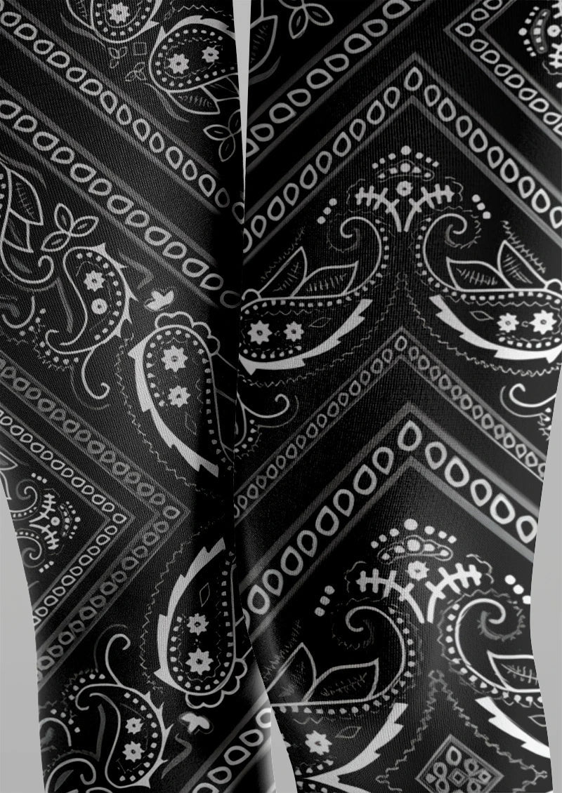 Viken Plan Black & White paisley Tights Hosiery Pantyhose