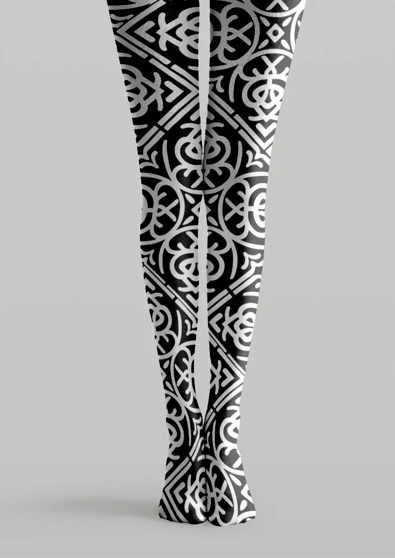 Viken Plan Baroque Geometric Shape Tights Hosiery Pantyhose