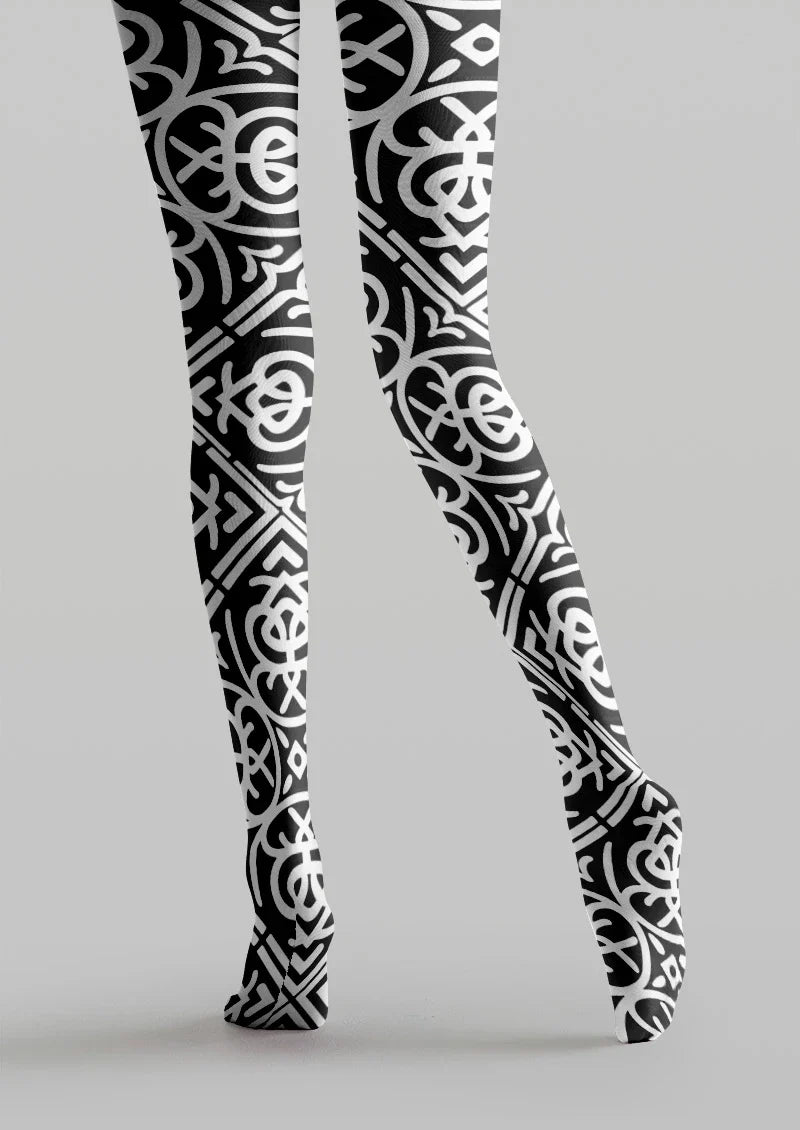 Viken Plan Baroque Geometric Shape Tights Hosiery Pantyhose
